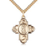 14kt Gold Filled St Christopher 5-Way Catholic Medal Necklace 1 1/8 x 7/8 inches on 24 inch chain by Bliss Manufacturing