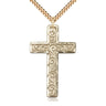 Large 14kt gold filled knurled textured Catholic cross necklace 1 3/4 inch pendant 24 inch chain Bliss