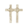 14kt solid gold large St. Benedict crucifix pendant 1 3/4 x 1 inch handmade by Bliss Manufacturing USA