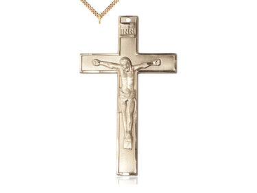 14kt Gold Filled Large Crucifix Necklace 1 3/4 inch pendant with 24 inch chain by Bliss Manufacturing USA