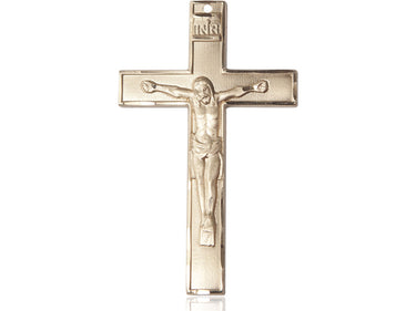 14kt solid gold large crucifix pendant 1 3/4 x 1 inch handcrafted by Bliss Manufacturing
