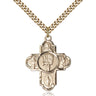 14kt gold filled five-way baseball medal necklace 1 1/8 x 1 5/8 inches with 24 inch chain by Bliss