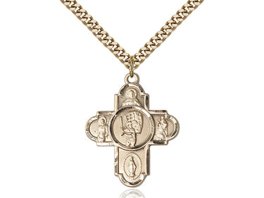 14kt gold filled five-way baseball medal necklace 1 1/8 x 1 5/8 inches with 24 inch chain by Bliss