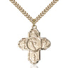 14kt gold filled Catholic 5-Way Basketball Medal necklace with 24 inch curb chain, handcrafted by Bliss Manufacturing