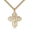 14kt Gold Filled Five-Way Track and Field Medal Necklace 1 inch by 1 5/8 inches with 24 inch Chain by Bliss