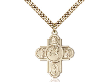 14kt Gold Filled Five-Way Track and Field Medal Necklace 1 inch by 1 5/8 inches with 24 inch Chain by Bliss