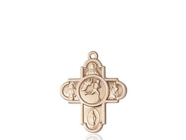 14kt Solid Gold Five-Way Track and Field Medal Pendant 1 inch by 1 5/8 inches Handcrafted by Bliss Manufacturing