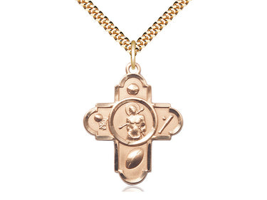 14kt Gold Filled Five-Way Medal Necklace with St. Sebastian - 1 1/8 x 1 inch pendant on 24 inch chain by Bliss