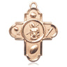 14kt Solid Gold Five-Way Medal Pendant with St. Sebastian - 1 1/8 x 1 inch handcrafted by Bliss Manufacturing