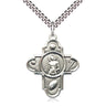 Sterling Silver Five-Way Cross St. Sebastian Medal Necklace 1 1/8 inch with 24 inch chain by Bliss Manufacturing