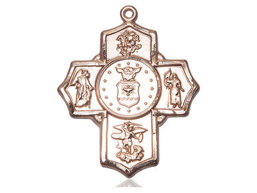14kt Solid Gold Large Five-Way Air Force Medal Pendant 1.25 x 1 inch handcrafted by Bliss