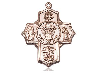 14kt Solid Gold Large Five-Way Army Medal Pendant 1.25 x 1 inch handcrafted by Bliss