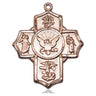 14kt Solid Gold Large Five-Way Navy Medal Pendant 1.25 x 1 inch handcrafted by Bliss