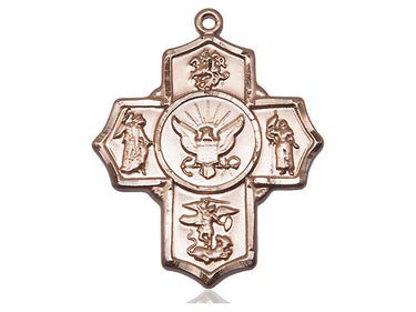14kt Solid Gold Large Five-Way Navy Medal Pendant 1.25 x 1 inch handcrafted by Bliss
