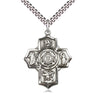 Large Sterling Silver 5-Way Coast Guard Catholic Medal Necklace 1.25 inch pendant 24 inch chain Bliss USA