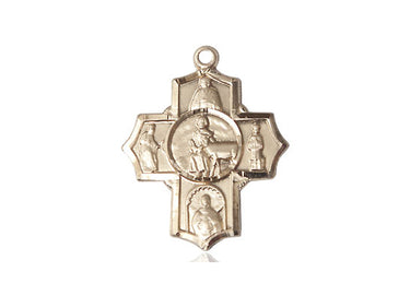 14kt solid gold Five-Way Special Needs Medal pendant 7/8 x 3/4 inch handcrafted by Bliss Manufacturing