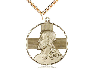 Large 14kt Gold Filled St. Christopher Patron Saint Medal Necklace 1 5/8 x 1 1/2 on 24 Inch Chain by Bliss