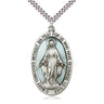 Large Sterling Silver Miraculous Medal Necklace 1 5/8 x 1 inch pendant with 24 inch chain by Bliss