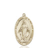 Large 14kt solid gold Miraculous Medal pendant 1 5/8 x 1 inches handcrafted by Bliss Manufacturing