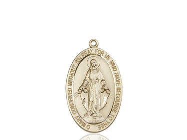 Large 14kt solid gold Miraculous Medal pendant 1 5/8 x 1 inches handcrafted by Bliss Manufacturing