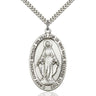 Large Sterling Silver Miraculous Medal Necklace 1 5/8 x 1 with 24 inch chain handcrafted by Bliss