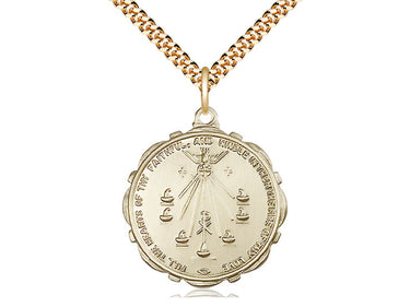 14kt Gold Filled Medium Seven Gifts of the Holy Spirit Medal Necklace 1 x 7/8 inch on 24 inch chain by Bliss