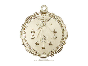14kt Solid Gold Medium Seven Gifts Medal Pendant 1 x 7/8 inches handcrafted by Bliss Manufacturing