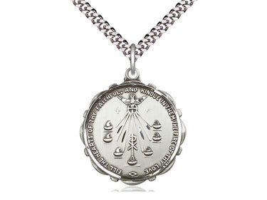 Sterling Silver Seven Gifts of the Holy Spirit Catholic pendant necklace with 24 inch chain by Bliss Manufacturing