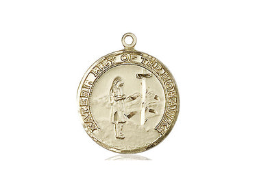 14kt Solid Gold St. Kateri Tekakwitha Patron Saint Medal Pendant 3/4 x 5/8 inches handcrafted by Bliss