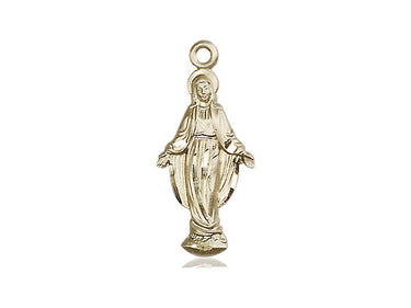 14kt Solid Gold Medium Miraculous Medal Pendant 7/8 x 3/8 inch by Bliss Manufacturing