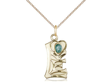 14kt Gold Filled Miraculous Medal Necklace 3/4 x 3/8 inches with 18 inch curb chain handmade in USA by Bliss Manufacturing