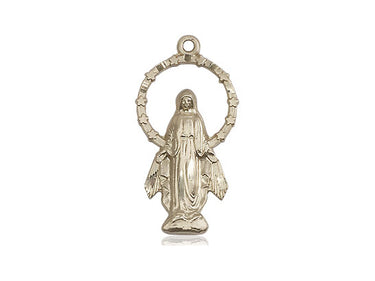 14kt Solid Gold Miraculous Medal Pendant 7/8 x 1/2 inches Handcrafted by Bliss Manufacturing USA