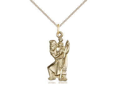 14kt Gold Filled St. Christopher Patron Saint Medal Necklace 7/8x3/8 inch with 18 inch Chain by Bliss