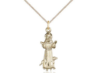 14kt Gold Filled St. Francis of Assisi Patron Saint Medal Necklace 1 x 3/8 inches with 18 inch chain by Bliss
