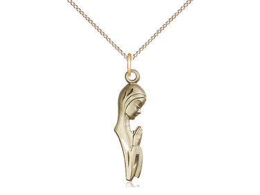 Gold Filled Madonna Pendant Necklace 1 x 1/4 inch with 18 inch Curb Chain by Bliss Manufacturing