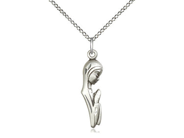 Sterling Silver Madonna Pendant Necklace 1 x 1/4 inch with 18 inch Chain Handcrafted by Bliss USA