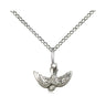 Sterling Silver Small Holy Spirit Dove Pendant Necklace 3/8 x 1/2 with 18 Inch Curb Chain by Bliss