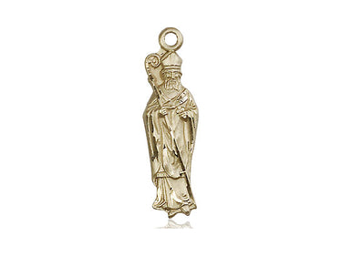 14kt Solid Gold St. Patrick patron saint medal pendant, 1 inch by 1/4 inch, handmade by Bliss Manufacturing