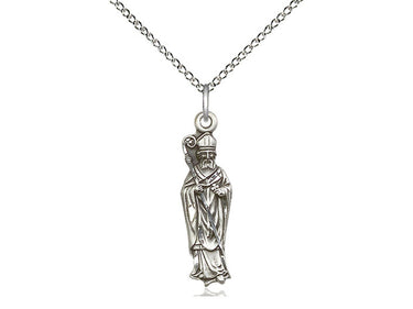 Sterling Silver St. Patrick Patron Saint Medal Necklace with 18 Inch Curb Chain by Bliss Manufacturing