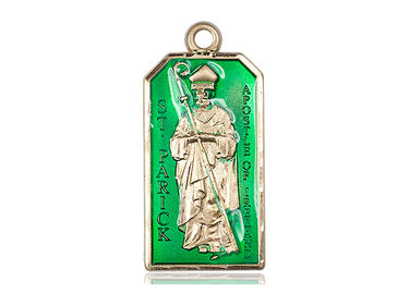 14kt Solid Gold St. Patrick Patron Saint Medal Pendant 1X1/2 inch by Bliss Manufacturing