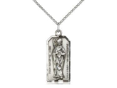 Sterling Silver St. Patrick Patron Saint Medal Necklace 1 inch by half inch with 18 inch chain by Bliss