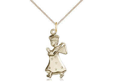 14kt Gold Filled Angel Pendant Necklace 1x1/2 inch with 18 inch Chain by Bliss Manufacturing