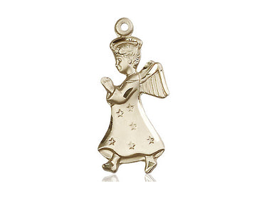 14kt Solid Gold Angel Medal Pendant 1x1/2 inch handcrafted by Bliss Manufacturing