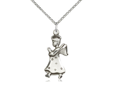 Sterling Silver Angel Pendant Necklace 1x1/2 inch with 18 inch Chain by Bliss Manufacturing
