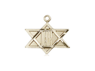 14kt solid gold medium I Am Star medal pendant 3/4 x 3/4 inch handcrafted by Bliss Manufacturing USA