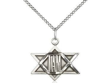 Sterling silver medium I Am star pendant necklace 3/4 x 3/4 inch with 18 inch chain by Bliss Manufacturing