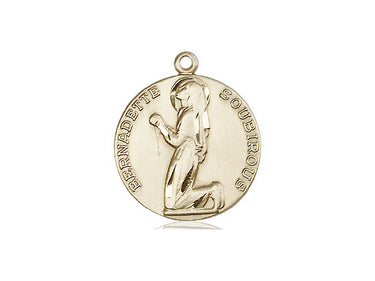 14kt solid gold St. Bernadette medal pendant 3/4x5/8 inch handcrafted USA by Bliss Manufacturing