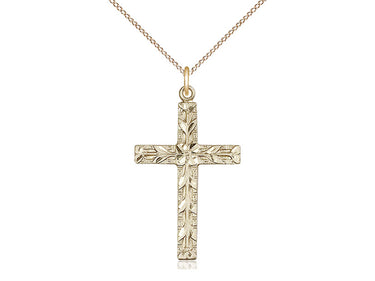 14kt Gold Filled Large Cross Necklace 1 1/4 x 3/4 inches with 18 inch chain by Bliss