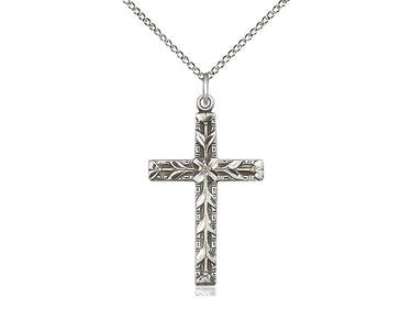 Sterling silver large Catholic cross necklace 1.25 inches pendant with 18 inch chain by Bliss USA