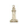 14kt Solid Gold Lighthouse Pendant 3/4 x 3/8 inch Christian Symbol Handcrafted by Bliss Manufacturing USA
